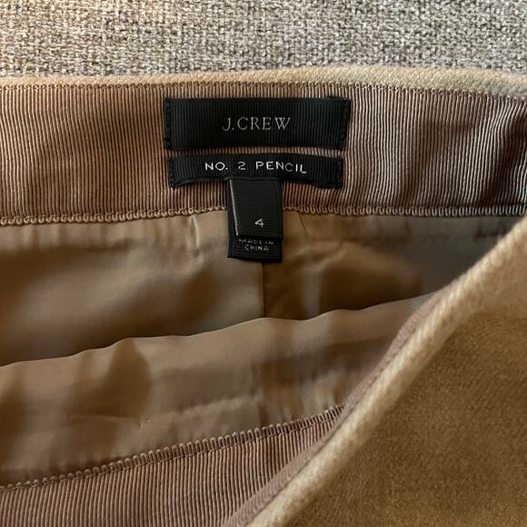 J.Crew No. 2 100% Wool Knee Length Pencil Skirt Beige Size 4 - Picture 4 of 5